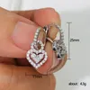 Dangle Earrings Heart Korean Style Women's Jewelry Iced Out Zircon Luxury Silver Color Drop Cartilage Accessories KCE047