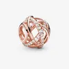 Charms in argento sterling 925 con diamanti in oro rosa 18 carati Fit perlina europea originale Bracciale fai da te Fascino pandora Accessori per gioielli di moda315Y