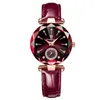 Armbandsur Women's Watch Fashion Diamond Dial Leather Band Quartz Watches Top Luxury Waterproof For Women Girl Gift Present