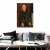 Famous Portrait Canvas Art Amedeo Modigliani Painting Portrait of Pinchus Kremenge Handmade Modern Cafe Bar Decor