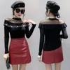 Frauen T Shirts 2023 Herbst Winter Mesh Tops Mode Rundhals Aushöhlen Hemd Koreanische Rüschen Bohren Langarm Frauen