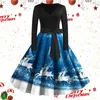Casual Dresses Women's Swing Cocktail Party Dress For Christmas Long Sleeve V Neck Classic With Belt Tunic Korean Style