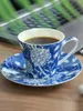 Cups Saucers Creative Plant Pattern Bone China Coffee Cup And Saucer Set British Afternoon Tea Porcelain Home Drinkware Coffeeware