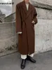 Męskie mieszanki wełny mauroicardi jesienne zima długą brązowe czarne czarne gęste ciepłe mieszanki wełniane płaszcz luźne luźne stylowe koreańskie moda 2023 HKD230718