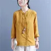 Ethnic Clothing 2023 Chinese Vintage Cotton Linen Hanfu Blouse Improved Loose Retro Zen Traditional Service