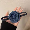 Catene Fiore blu Choker Collana di clavicola di stoffa Matrimonio romantico carino con colletto