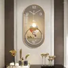 Wanduhren, kreative ovale dekorative Uhr, Zuhause, Wohnzimmer, Schlafzimmer, stumm, Kristall-Porzellan-Malerei