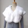 Scarves 2023 Women Real Fur Shawl With Pom Warm Fashion Female Genuine Wrap Luxury Natural Cape