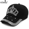 Hela vonru Ny krona Rhinestone Baseball Caps Fashion Jean Hat Hip Hop Women Denim Baseball Cap Sun Hat1332i