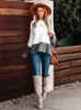 Dames Truien Fitshinling Casual Patchwork Pullover Sweater Gebreide Dames Winter 2021 Jumper Bohemian Slim Flare Sleeve Sweaters Dames Sale L230718