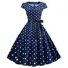 Casual Jurken Vrouwen Vintage 1950 Avond Party Prom Jurk Elegante Mouwloze Polka Dot Print Hoge Taille A-lijn Zomer Vestidos