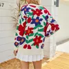 Women's Sweaters LOGAMI Sunflower Jacquard Sweater Women 2022 Autumn Winter New Colorful Flower Knitted Pullover L230718