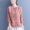 Ethnic Clothing 2023 Chinese Vintage Cotton Linen Hanfu Blouse Improved Loose Retro Zen Traditional Service