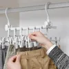 Hangers 6 Hooks Multi-layer Drying Rack Folding Hanging Clothes Pant Hanger Multifunction Trousers Organizer With Clips Storage