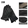 Gloves Five Fingers Gloves Winter Men's Leather Gloves Warm Soft Black Sewing Design Mittenskin Buckskin Gloves Imitate Wool Lining 23071