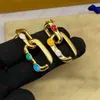 Women's vintage metal clasp stereo pendant earrings Colorful enamel stylish earrings party banquet high-end pieces