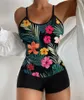 Women's Swimwear 2023 One Piece Monokini Bathing Suits Large Size Swimsuit Backless Busts Floral Abstract Plunge Suit