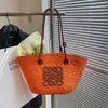 Nova bolsa de palha artesanal para mulheres 2023 estilo rural tecida bolsa de praia de alta capacidade para férias