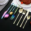 Dinnerware Sets 8PCS Flatware Cutlery Set Stainless Steel Knife Fork Spoon Reusable Mirror Polished Kitchen Table Home Decor
