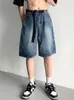 Shorts pour femmes Y2K été femmes Vintage Streetwear coréen Denim taille haute genou longueur jambe large Baggy Jorts pantalons courts Harajuku vêtements 230718