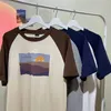 Herren-T-Shirts, amerikanische Raglanärmel, bedrucktes Kurzarm-T-Shirt, lockere Baumwolle, lässige Tops, Sommer-Paar-Halbarm-T-Shirts