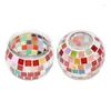 Candle Holders 2PCS Mosaic Glass Tea Light Holder Romantic Deocrative Scented For Housewarming Gift
