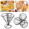 Plates Cone French Fry Stand Three Combination Made With Iron And Non-stick Paint Material Conical 3 Holder For Fries