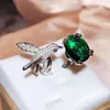 Cluster Rings Solid S925 Sterling Silver Real Emerald Ring per le donne Fine Anillos De Wedding Bands Origin Emerald Gemstone Jewellry Box
