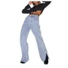 Jeans femme Streetwear pantalons longs Denim couleur unie dégradé pantalon lavé avec fentes vie quotidienne années 90 vêtements Vintage