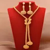 Ohrringe Halskette 24k afrikanisches vergoldetes Schmuckset für Frauen Perlenring Dubai Brautgeschenke Hochzeit Halsschmuck Set290S