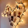 Garden Decorations Flexible DIY Willow Vine with Lights 144 72 LEDs Home Decor for Living Room Walls Bedroom Fireplace Party Luminous Branch 230717