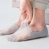 Erkek çorapları 5 çiftlik tekne çorap yaz ultra ince örgü nefes alabilen düşük kesilmiş ayak bileği terlik silikon anti-kayma görünmez
