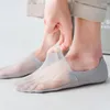 Herrstrumpor 5pairs Boat Sock Summer Ultra-Thin Mesh Breattable Low Cut Ankle Slippers Silicone Anti-Slip Invisible No Show