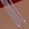 24'' 60cm Long 4mm Men's Necklace 925 sterling silver link chains n132 gift bags whole218I