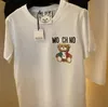 Дизайнерская женская футболка летние итальянские роскошные бренды Tees Cartoon Bear Stamp Hette Cotton Cround Sheas Leisure Пара одежды мужские женщины