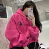 Kvinnors hoodies tröjor bokstäver tryck hoodies kvinnor high street förtjockning thicker outwear stilig lös allmatch huvtröjor tonåringar vinkel j230718