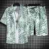 Traccetti da uomo 1 set di camicia da spiaggia SET Stampa bottoni a secco rapido Closura Outfit Seaside Man Summer Hawaiian Due set di abiti da spiaggia 230718