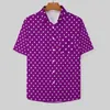 Chemises décontractées pour hommes chemise à pois violets imprimé Vintage vacances ample été nouveauté Blouses manches courtes graphique hauts surdimensionnés