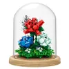 Blocks byggstenar Flower Creative DIY Toys Home Roses Potted Dust Cover Ornament Children's Education Assembly Toys Gifts R230718