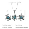 Necklace Earrings Set Vintage Hollow Sunflower Pendant Jewelry For Women Wedding Bridal Elegant Christmas Party Gift Wholesale