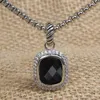 Pendant Necklaces Fashion White Gold Plated Copper Necklace With 12mm 10mm Cushion Cut Black Cubic Zirconia For Women Trendy Jewelry Gift