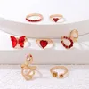 Cluster Ringe Luxus Rot Kristall Stein Herz Schmetterling Joint Ring Sets Für Frauen Schlange Geometrie Party Schmuck Anillo 7 teile/sätze 22491