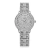 Um lote de peças novo estilo de moda feminino relógio feminino prata diamante relógio de pulso aço luxo amante relógio de alta qualidade dobrável lock303m