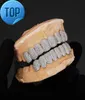 Grillz Dental Grills Exklusiva anpassning Moissanite tänder Grillz Iced Out Hop 925 Silver Dekorativa hängslen Real Diamond Bling Tooths For Men 1520787