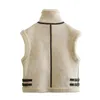 Lu gilet de fourrure femmes fausse peau de mouton gilet de fourrure Chic dame Faux cuir polaire chaud gilet femme sans manches veste automne hiver