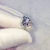 Cluster Rings Brand Real 925 Silver Ring For Women Luxury Romantic Heart 2 Sona Diamond CZ Engagement Wedding Jewelry Storlek 5-10