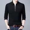 Męskie Polos Smart Casual Men's Solid Polo Shirt Spring Autumn Long Rękaw Zamek Business Fashion Lose Polos Tops Ubranie 230717