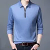 Męskie Polos Smart Casual Men's Solid Polo Shirt Spring Autumn Long Rękaw Zamek Business Fashion Lose Polos Tops Ubranie 230717