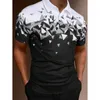 Hommes Polos Mode Polo Shirt 3d Noir Et Blanc Imprimé Lâche Blouses Surdimensionnées Vêtements D'été Décontracté Manches Courtes