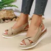 Sandaler Elegant Peep Toe Wedge för kvinnor Summer Lightweight Platform Gladiatorskor Kvinna plus storlek Non Slip Beach